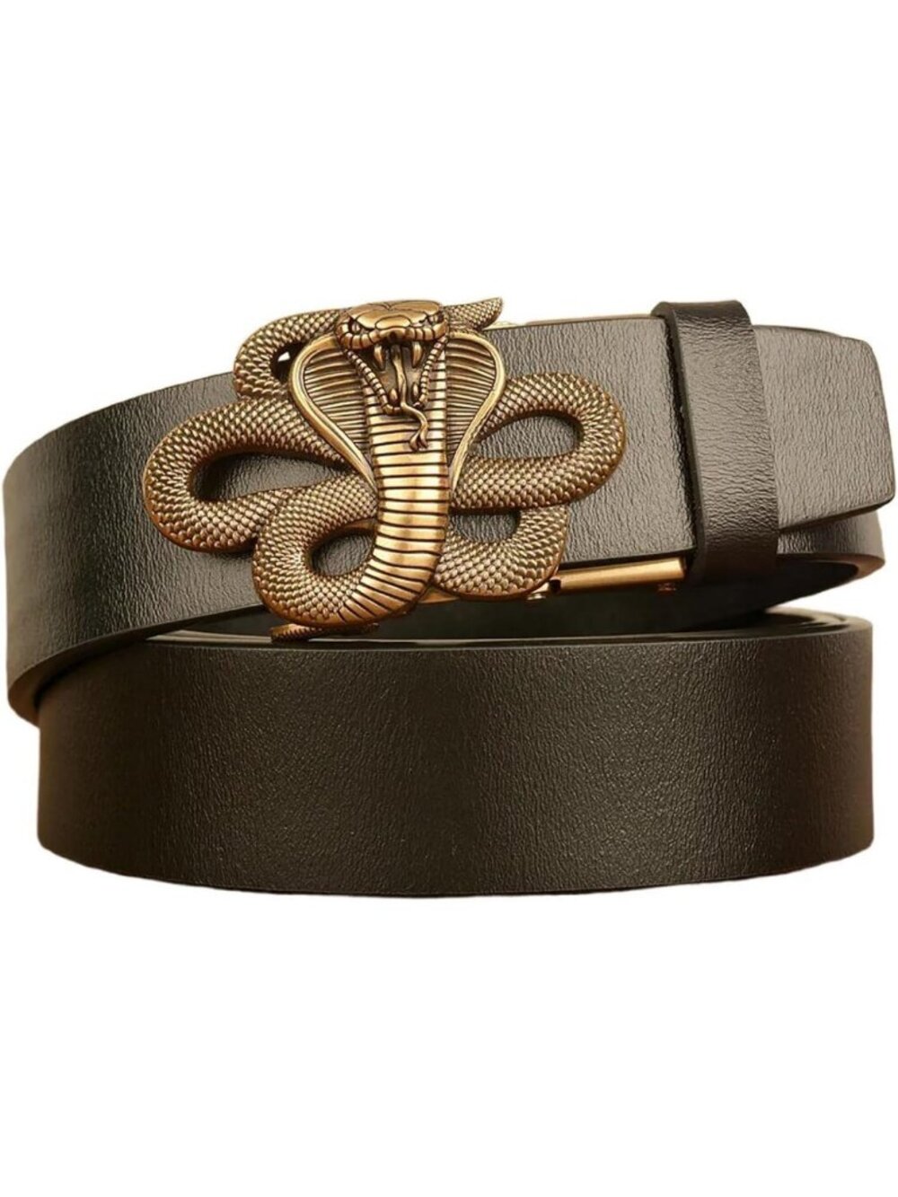 Men's Leather Ratchet Belt with Dragon Carved Buckle - Casual & Business Style